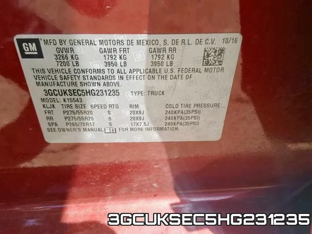 3GCUKSEC5HG231235 фото 2