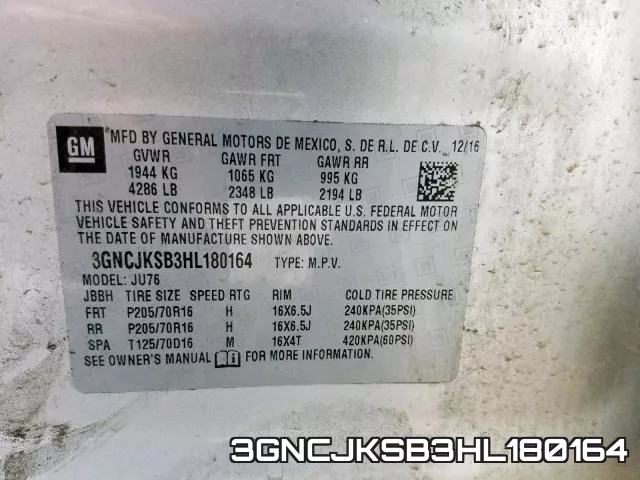 3GNCJKSB3HL180164 фото 2