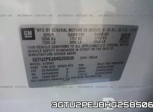 3GTU2PEJ8HG258506 фото 10