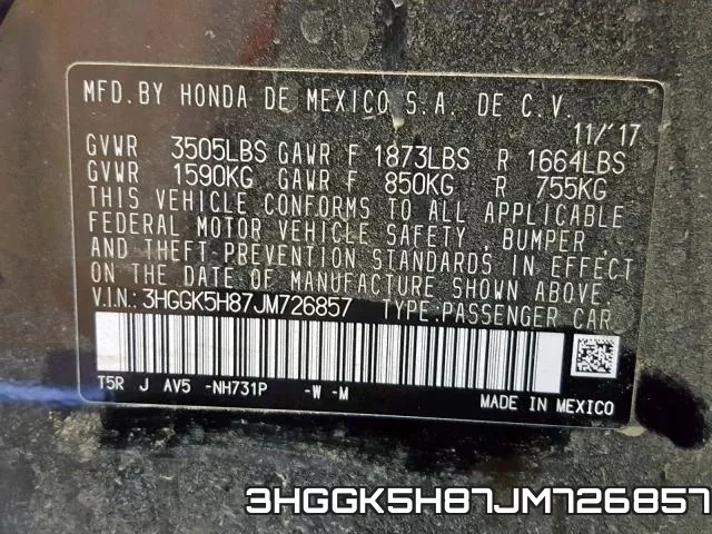 3HGGK5H87JM726857 фото 2