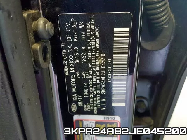 3KPA24AB2JE045200 фото 2