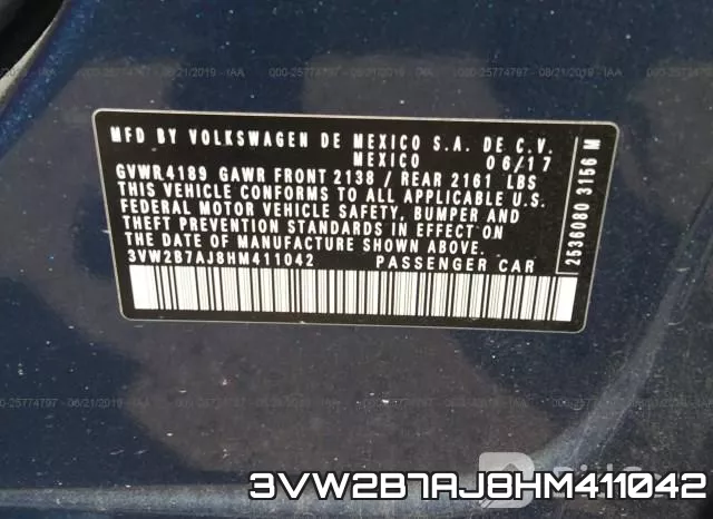 3VW2B7AJ8HM411042 фото 10