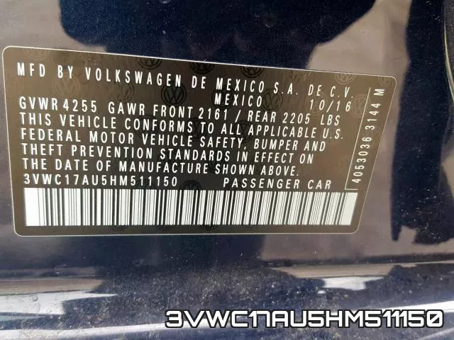3VWC17AU5HM511150 фото 2