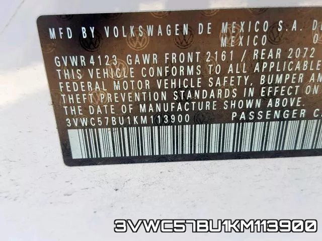 3VWC57BU1KM113900 фото 2