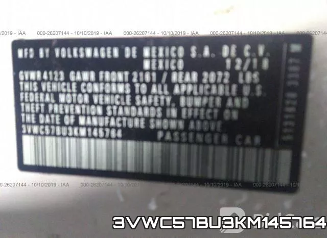3VWC57BU3KM145764 фото 9