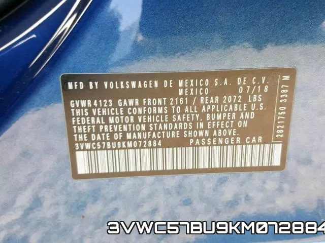 3VWC57BU9KM072884 фото 2