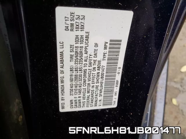 5FNRL6H81JB001477 фото 2