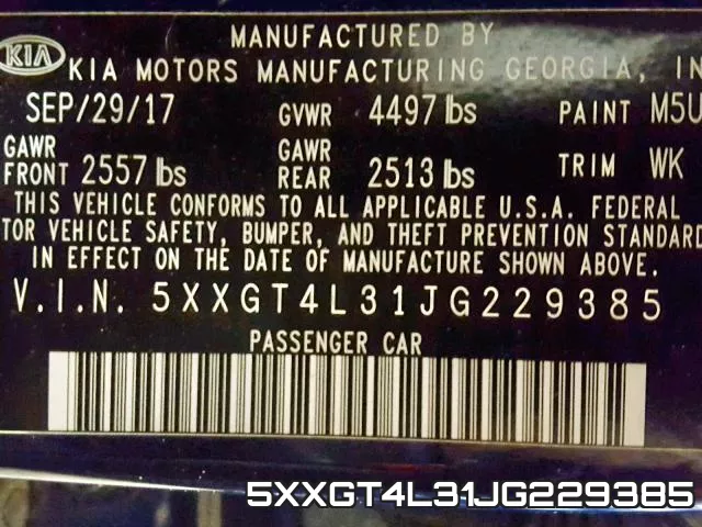 5XXGT4L31JG229385 фото 2