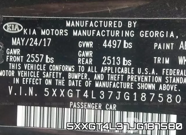 5XXGT4L37JG187580 фото 10