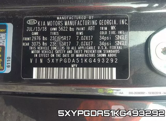 5XYPGDA51KG493292 фото 10