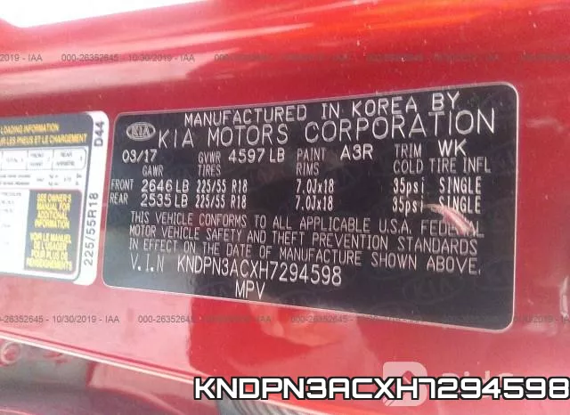 KNDPN3ACXH7294598 фото 10