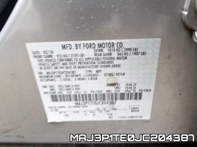 MAJ3P1TE0JC204387 фото 2
