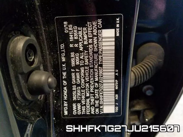 SHHFK7G27JU215607 фото 2