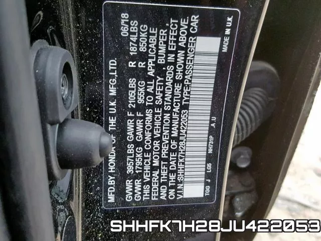 SHHFK7H28JU422053 фото 2