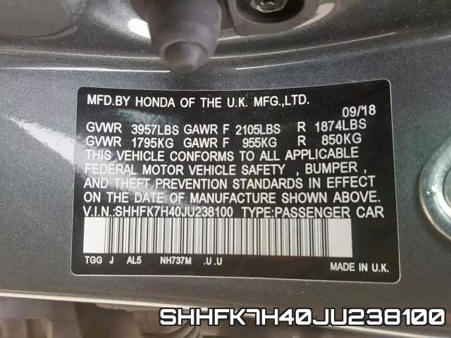SHHFK7H40JU238100 фото 2