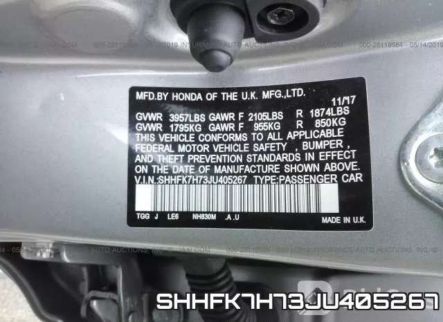 SHHFK7H73JU405267 фото 10