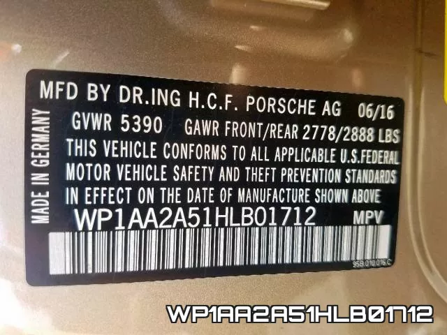WP1AA2A51HLB01712 фото 2