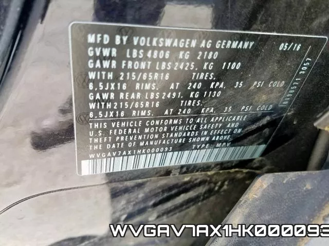 WVGAV7AX1HK000093 фото 2