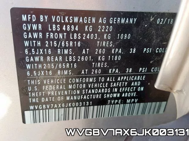 WVGBV7AX6JK003131 фото 2