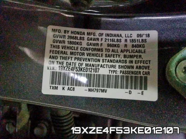 19XZE4F53KE012107 фото 2
