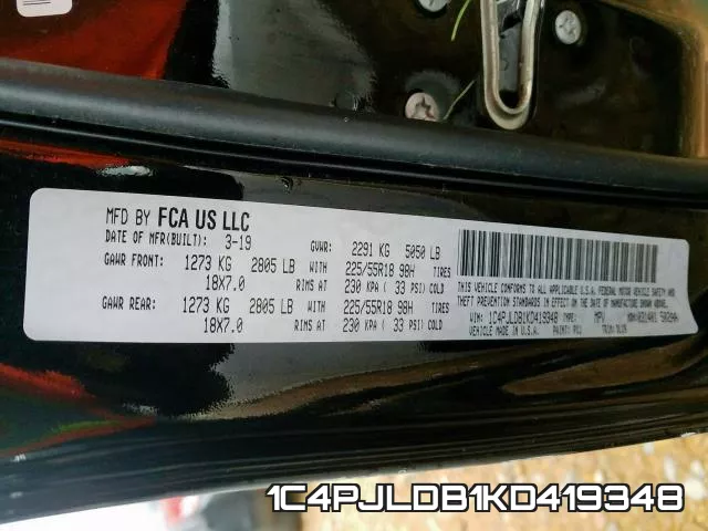 1C4PJLDB1KD419348 фото 2