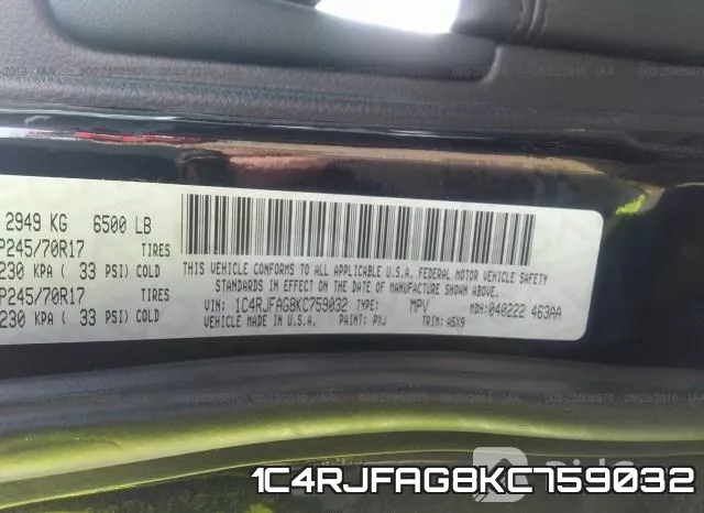 1C4RJFAG8KC759032 фото 10