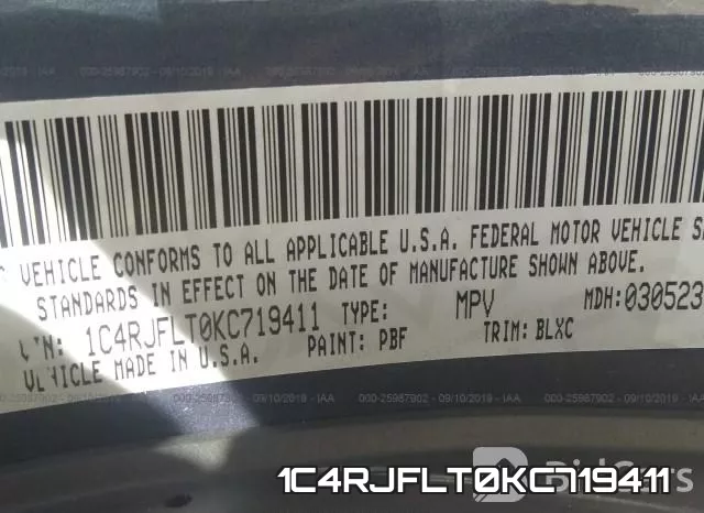 1C4RJFLT0KC719411 фото 9