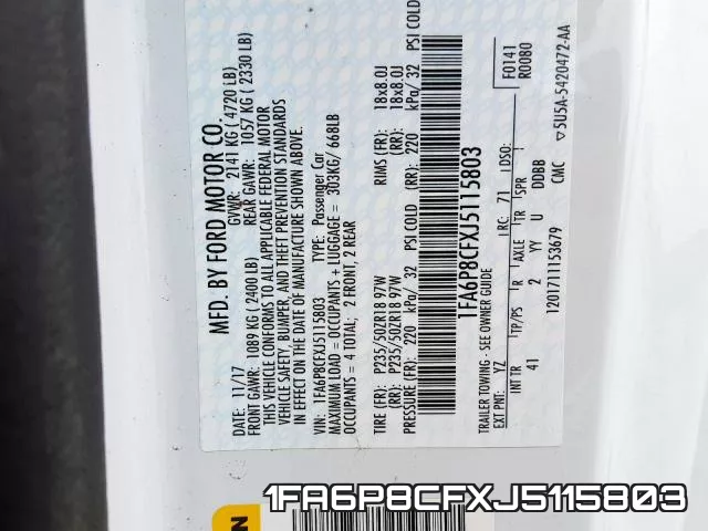 1FA6P8CFXJ5115803 фото 2