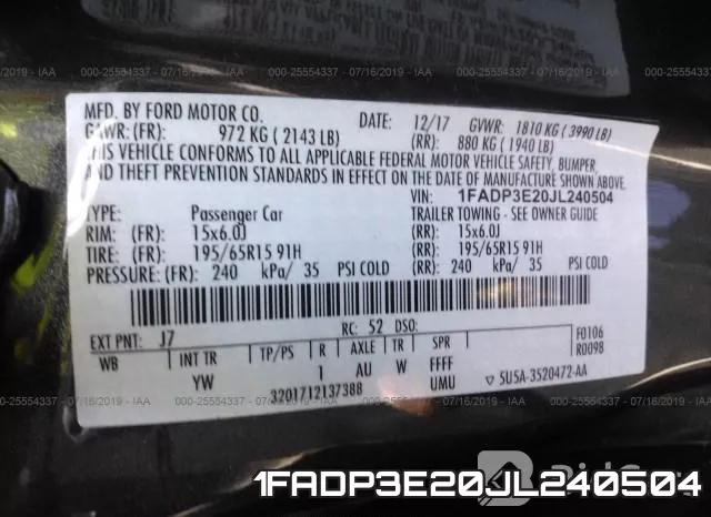 1FADP3E20JL240504 фото 10