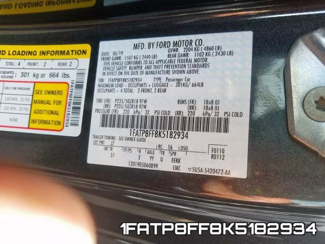 1FATP8FF8K5182934 фото 2