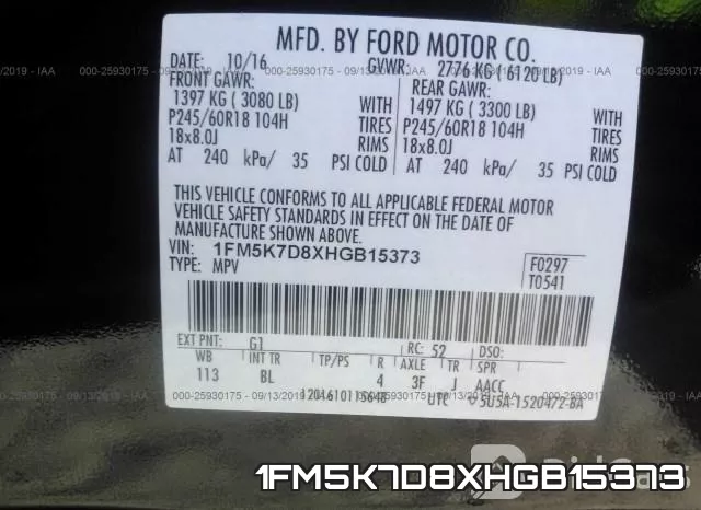 1FM5K7D8XHGB15373 фото 10