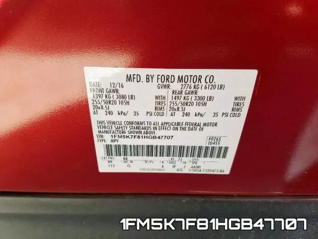 1FM5K7F81HGB47707 фото 2