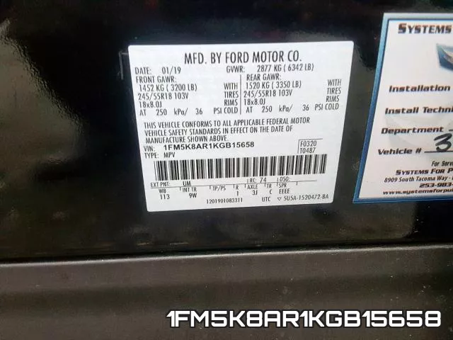 1FM5K8AR1KGB15658 фото 2