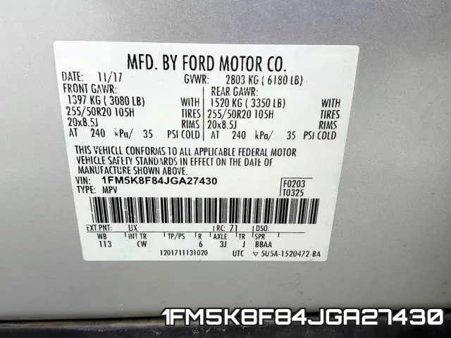 1FM5K8F84JGA27430 фото 2