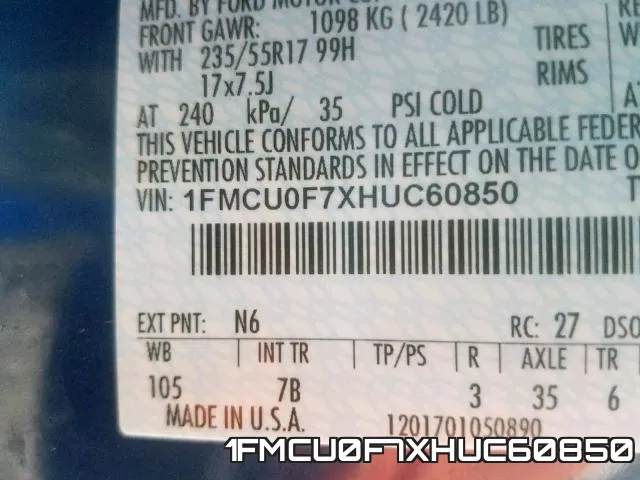 1FMCU0F7XHUC60850 фото 2