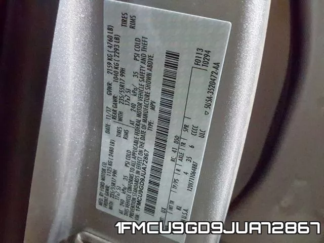1FMCU9GD9JUA72867 фото 2