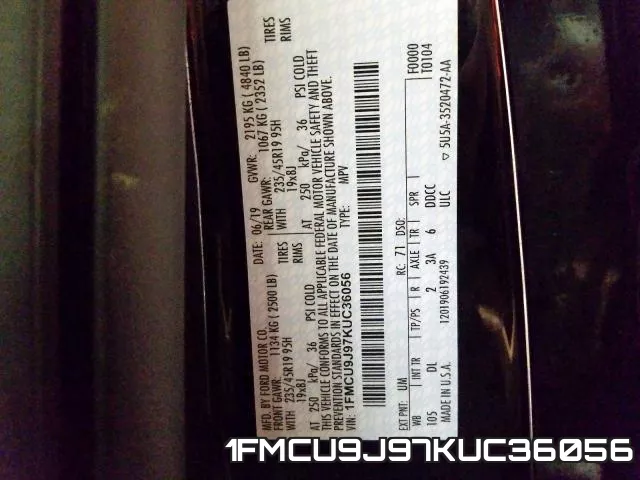 1FMCU9J97KUC36056 фото 2