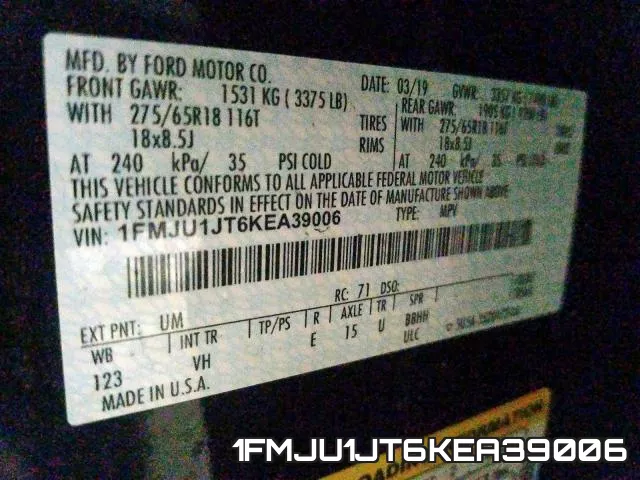 1FMJU1JT6KEA39006 фото 2