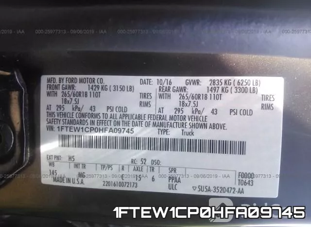 1FTEW1CP0HFA09745 фото 10
