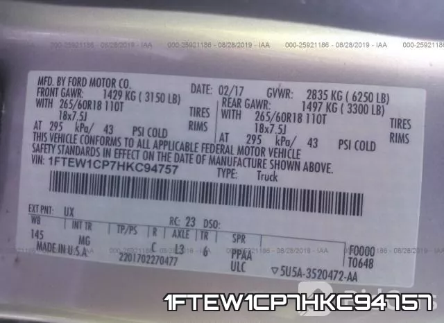 1FTEW1CP7HKC94757 фото 9