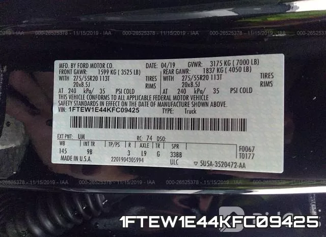 1FTEW1E44KFC09425 фото 10