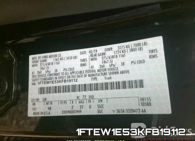 1FTEW1E53KFB19112 фото 10