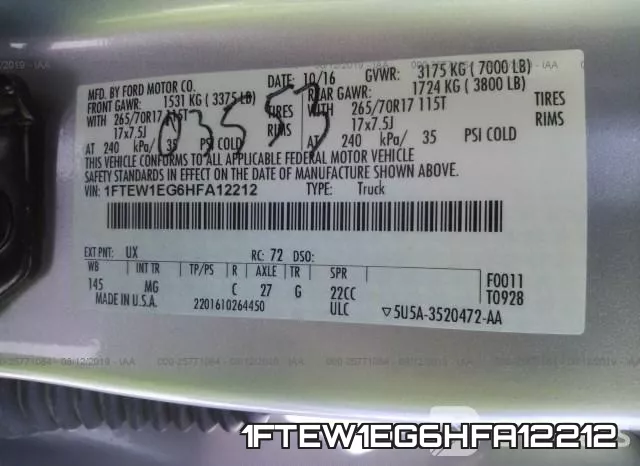 1FTEW1EG6HFA12212 фото 10