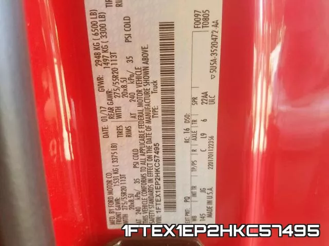 1FTEX1EP2HKC57495 фото 2