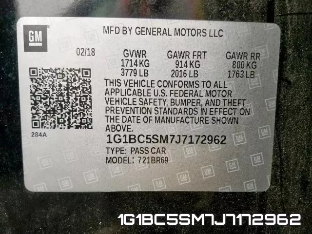 1G1BC5SM7J7172962 фото 2