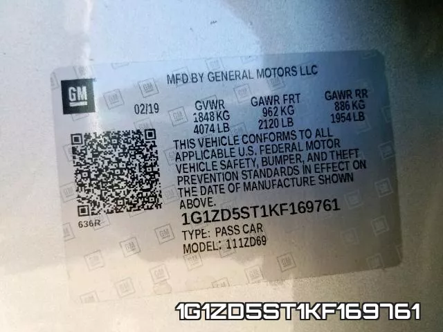 1G1ZD5ST1KF169761 фото 2
