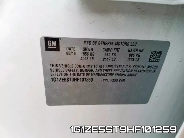 1G1ZE5ST9HF101259 фото 2