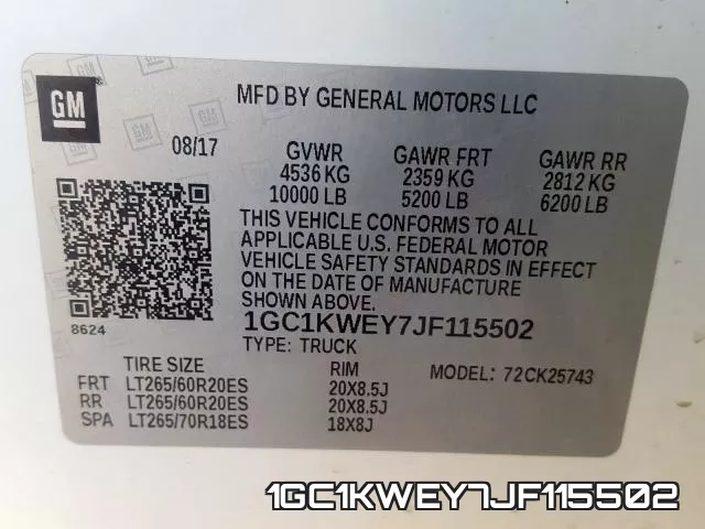 1GC1KWEY7JF115502 фото 2