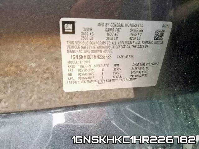 1GNSKHKC1HR226782 фото 2