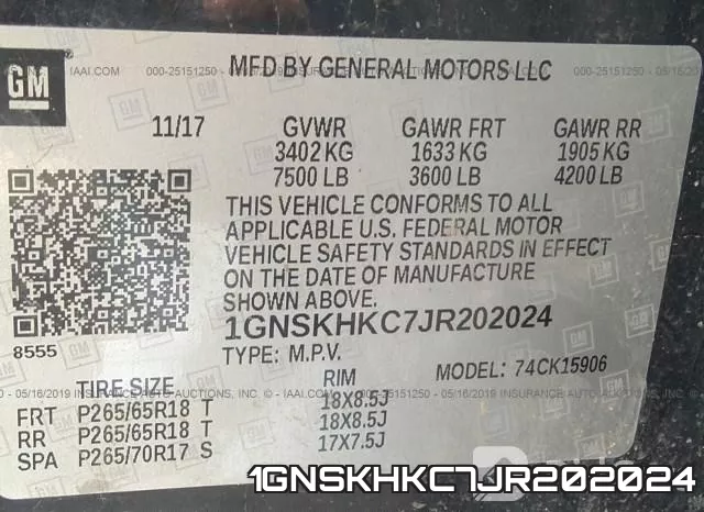 1GNSKHKC7JR202024 фото 10